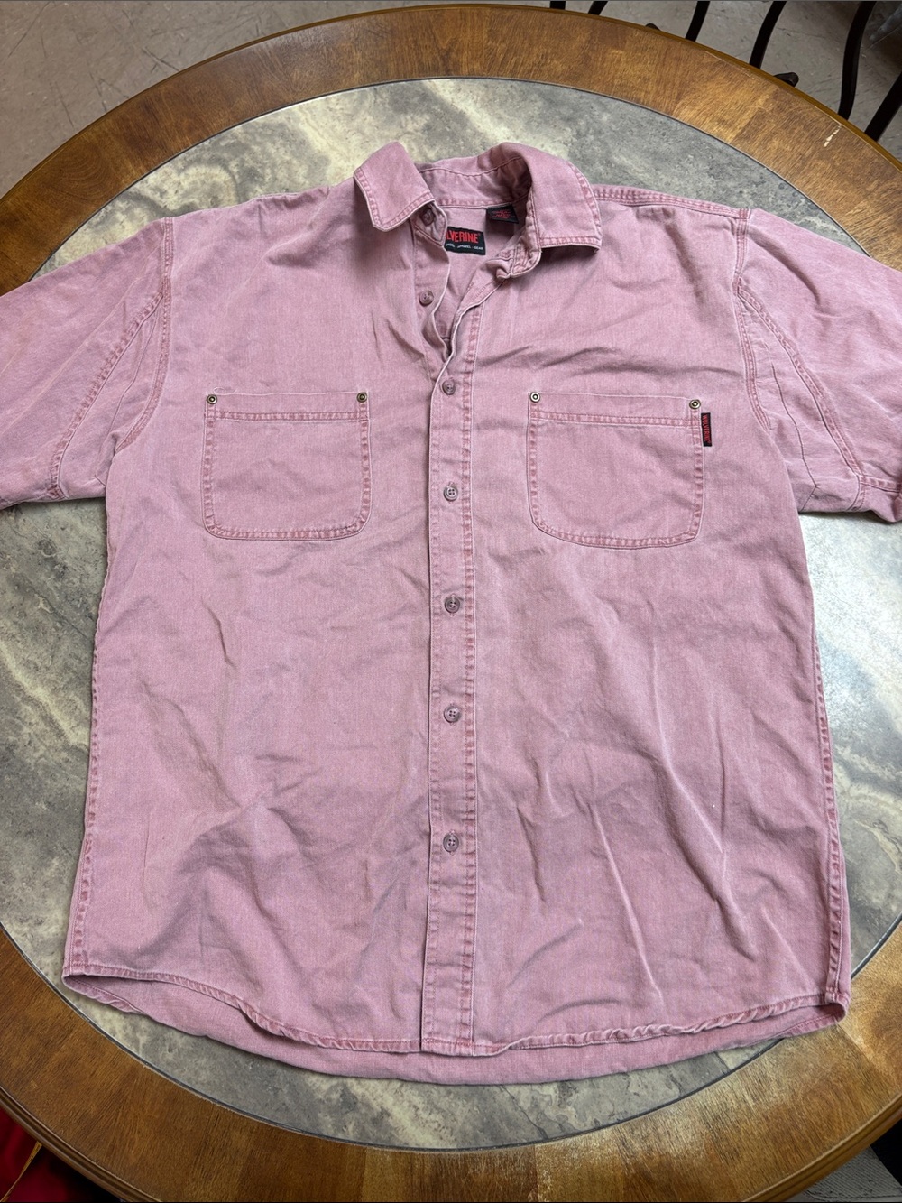 Wolverine Men's Short-Sleeve Button-Down Shirt in Dusty Rose